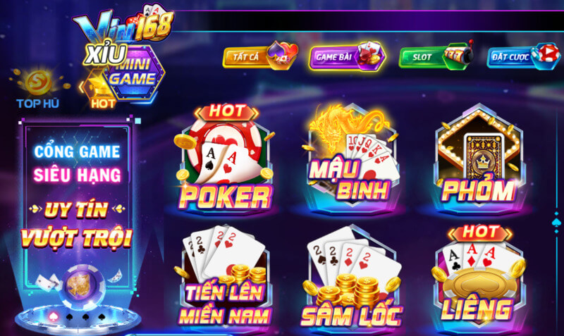 Thắng đậm với nhiều game bài đa dạng