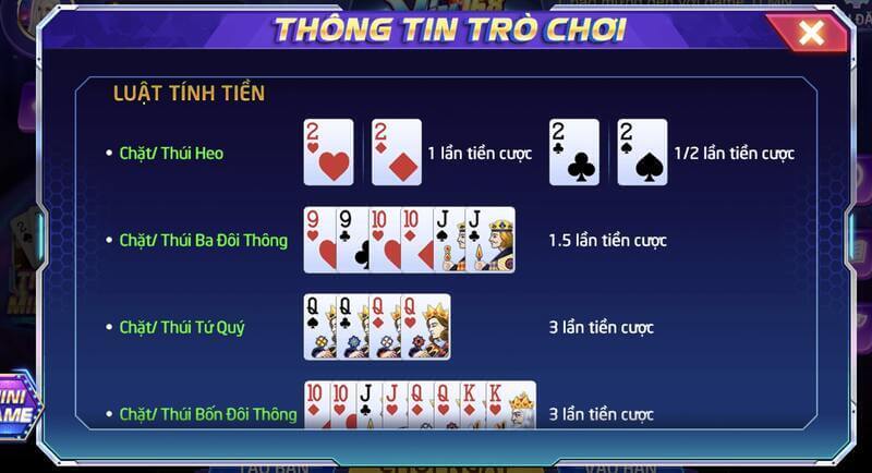 Luật tính tiền trò Tiến lên online Vin168